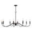 Lustre style campagnard à 8 lumières Annabelle, finition noir mat, 42 po de largeur, hauteur réglable, compatible DEL-371976153-371976149-371976151