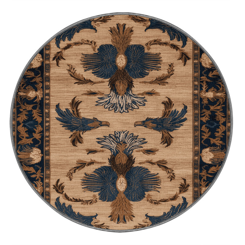 Tapis gris français lavable à la machine, Rond 7 pi