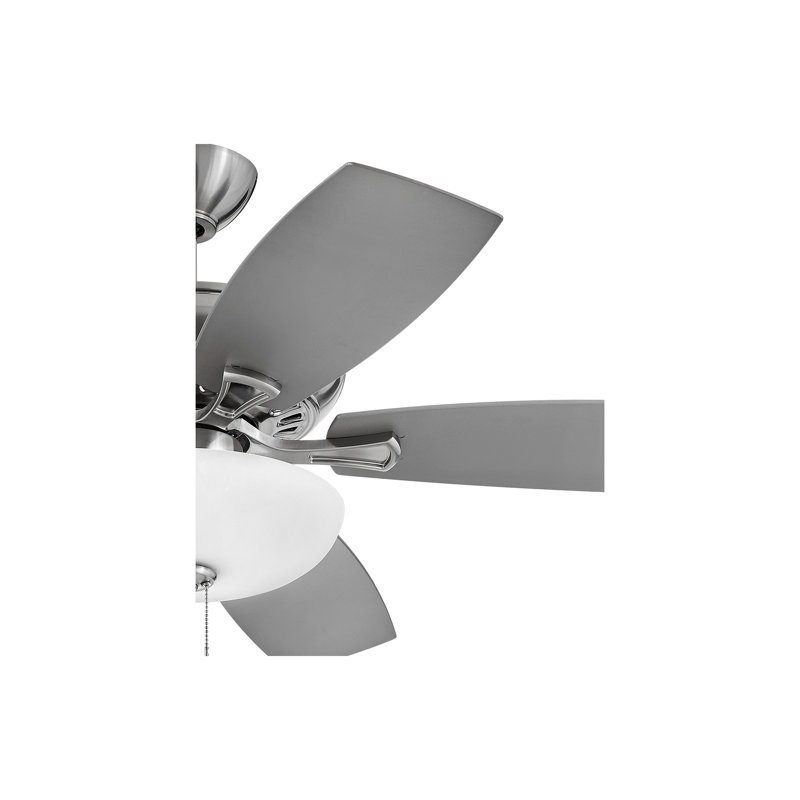 Ventilateur de plafond standard à 5 pales de 52 po avec chaîne de traction et ensemble d'éclairage inclus , Nickel brossé