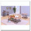 Table de canapé en chêne et gris antique avec tablette inférieure