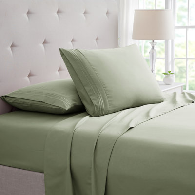 Ensemble de draps rayés en bambou à densité de tissage 1800 fils 3 lignes (4 pièces)