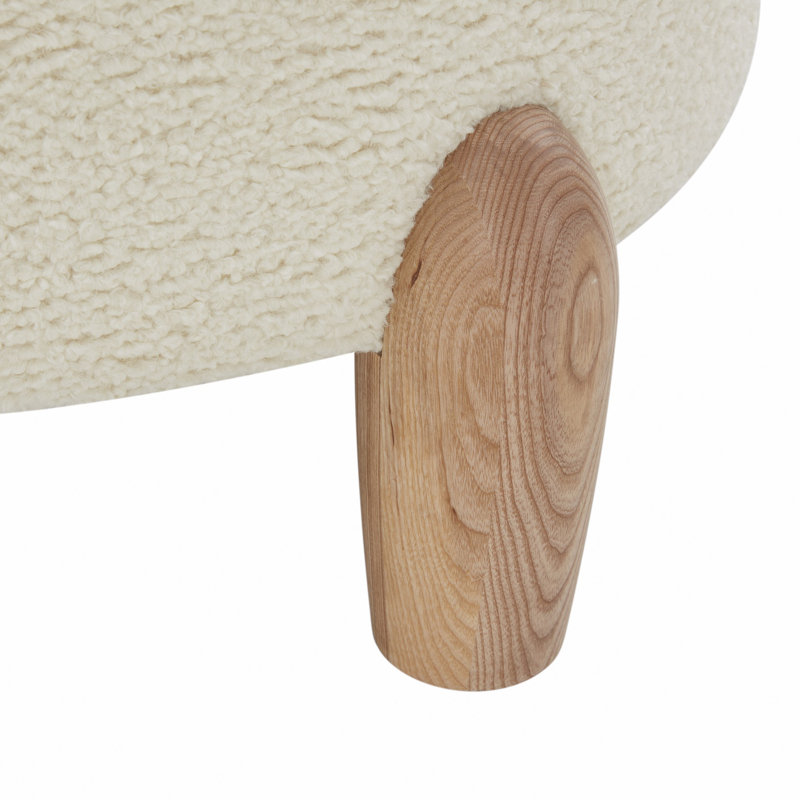 Repose-pieds rond scandinave Geddes, Sherpa ivoire, Brun