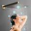 Système de douche de luxe mural à pluie en or brossé 10 pouces, salle de bain contemporaine avec douche à main, poignée, robinets à 3 trous, robinet géométrique à poignée manuelle, valve à cartouche-130795125