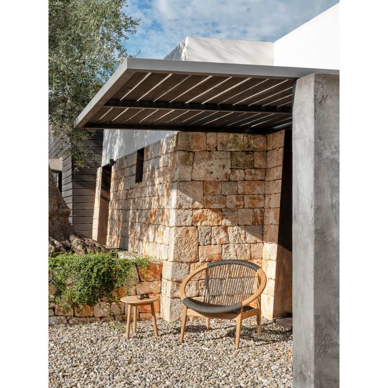 Frida Outdoor Lounge Chair, Black/Oak