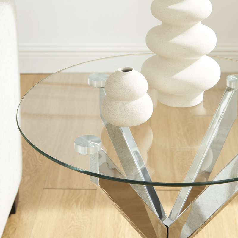 Jaona Glass Top End Table, Silver