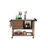 Outdoor Wicker Bar Cart, Patio Wine Serving Cart w/Wheels, Rolling Rattan Beverage Bar Counter Table w/Glass Top for Porch Backyard Garden Poolside Party, Brown
