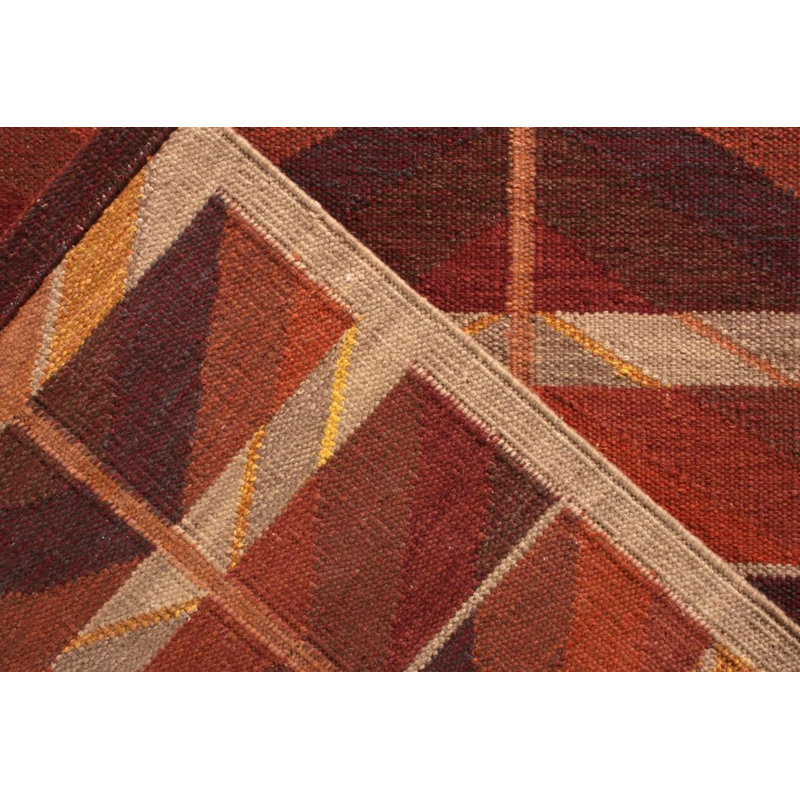 Scandinavian Hand Knotted Wool Geometric Area Rug, Rectangle 8' x 10'