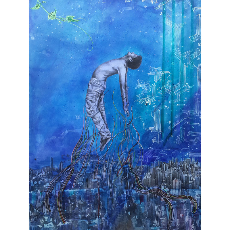 Voix insoutenable | Gris anthracite et acrylique sur toile | Par Ramesh Talabathula