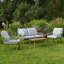 Ranjit 4 Person Aluminium Sofa Set Sage Green with Grey Cushions