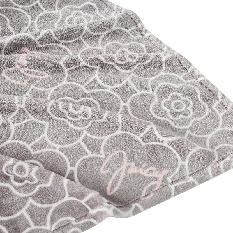 Juicy Couture Flower Grid Plush & Cozy Throw Blanket - 50" x 70"