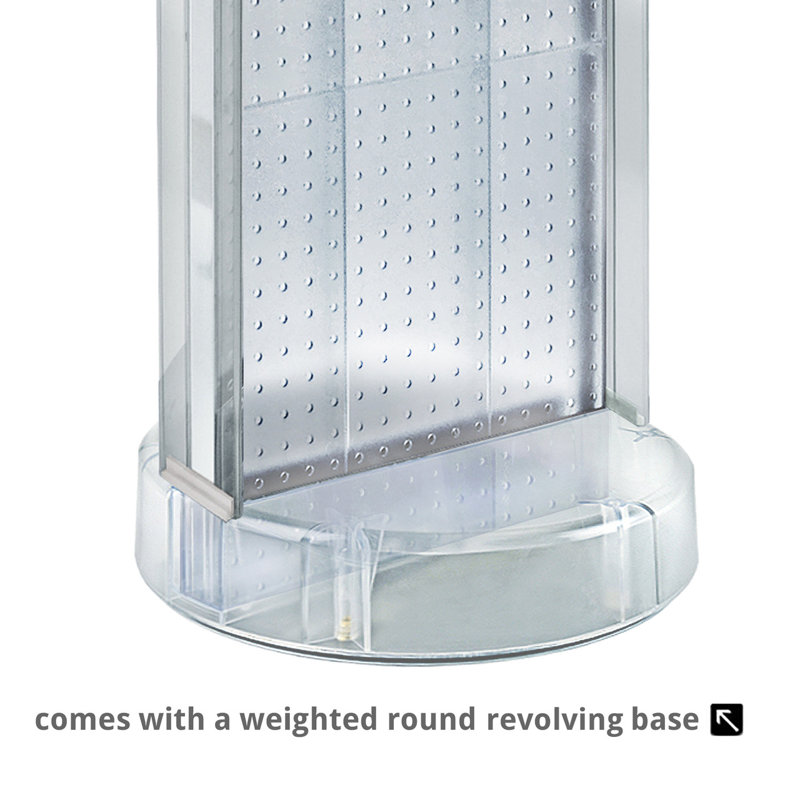 Two-Sided Pegboard Floor Display w/ C-Channel Sides on Revolving Round Studio Base. Spinner Rack Stand. Panel Size: 16"W x 60"H