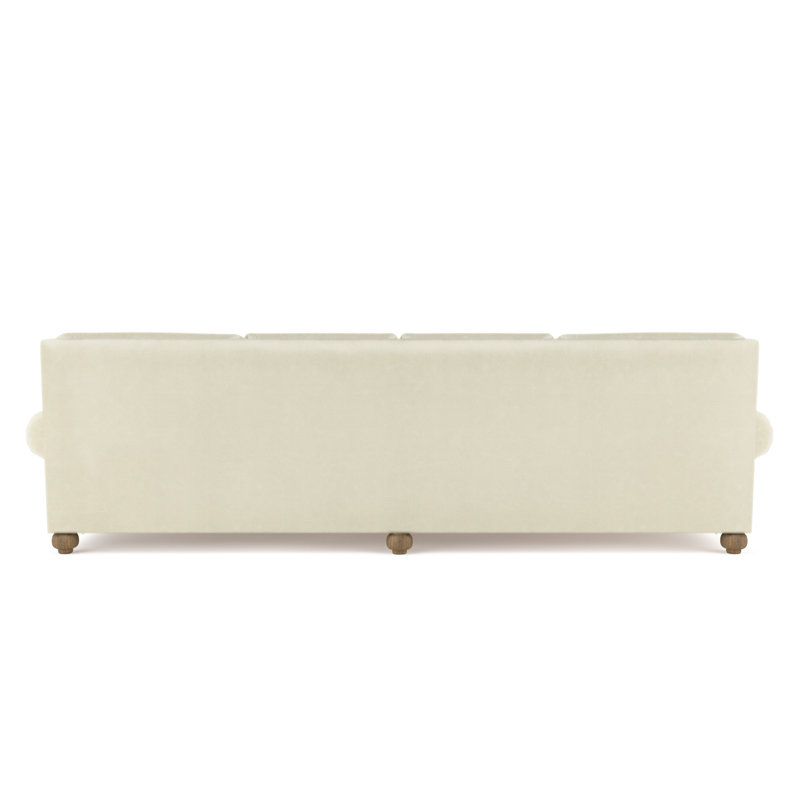 Leroy Rolled Panel-Arm Extra Long Sofa with Bun Feet, 36" H x 120" W x 49" D, Vintage Leather Graphite, Weathered