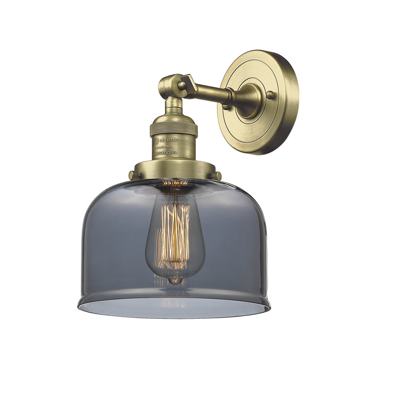 Applique murale 1 lumière 8 po Bell, Ampoule à DEL rétro de 6 watts, Plaqué couleur fumée, Cuivre antique