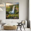 Tableau mural en verre trempé au coucher du soleil sur une cascade-1285361186