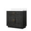 Meuble-lavabo en chêne noir 36 po x 22 po avec plateau en quartz blanc - structure en bois massif