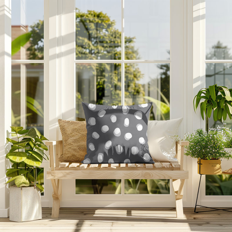 Oreiller réversible intérieur / extérieur Jayi Spots, 18 x 18, Gris