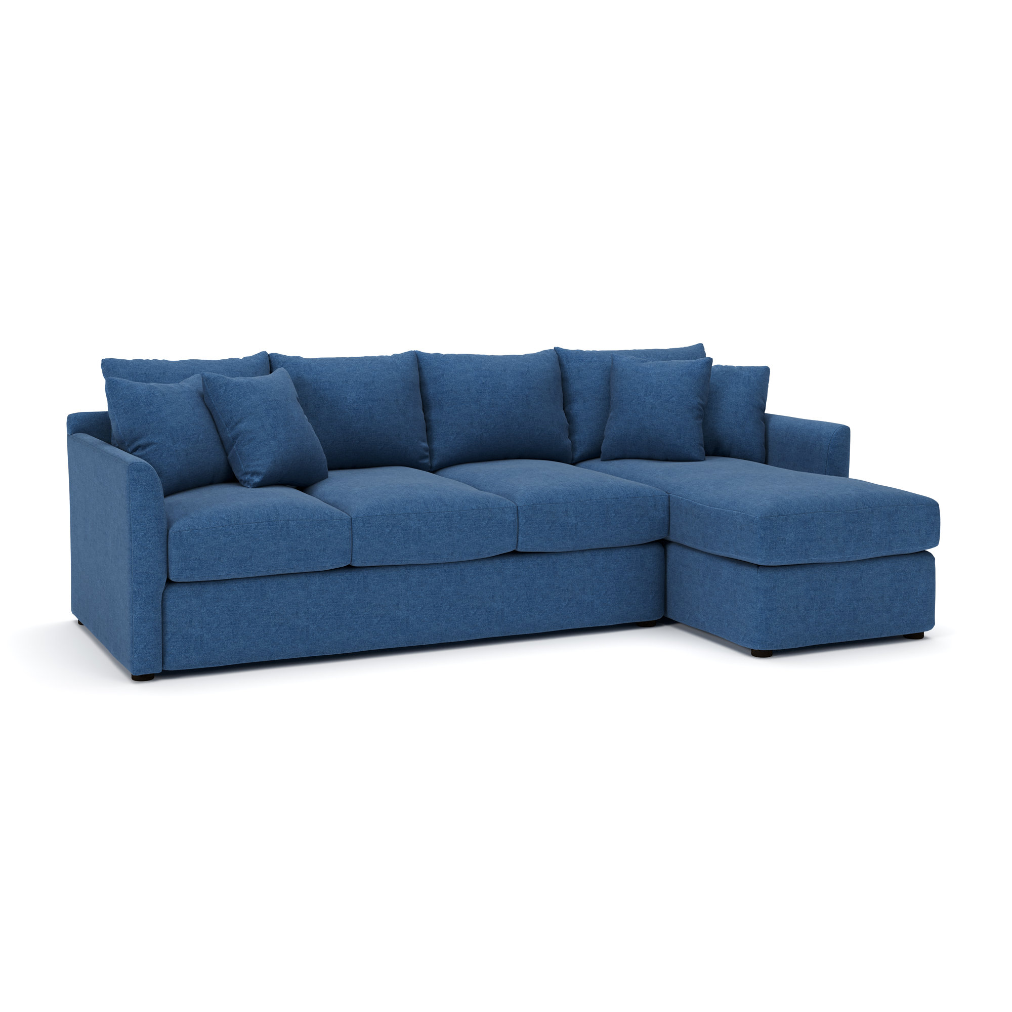 Cecelia Upholstered Chaise L-Sectional, Classic Indigo Denim, Right Hand Facing