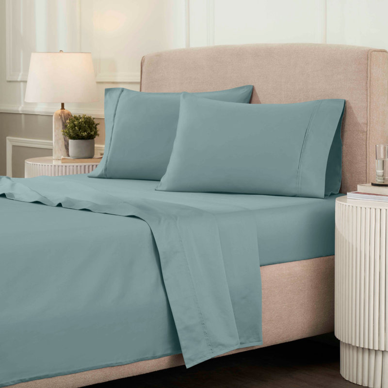 Blue Nile Mills 1200 Thread Count 100% Egyptian Cotton Deep Pocket Sheet Set, Teal, Full