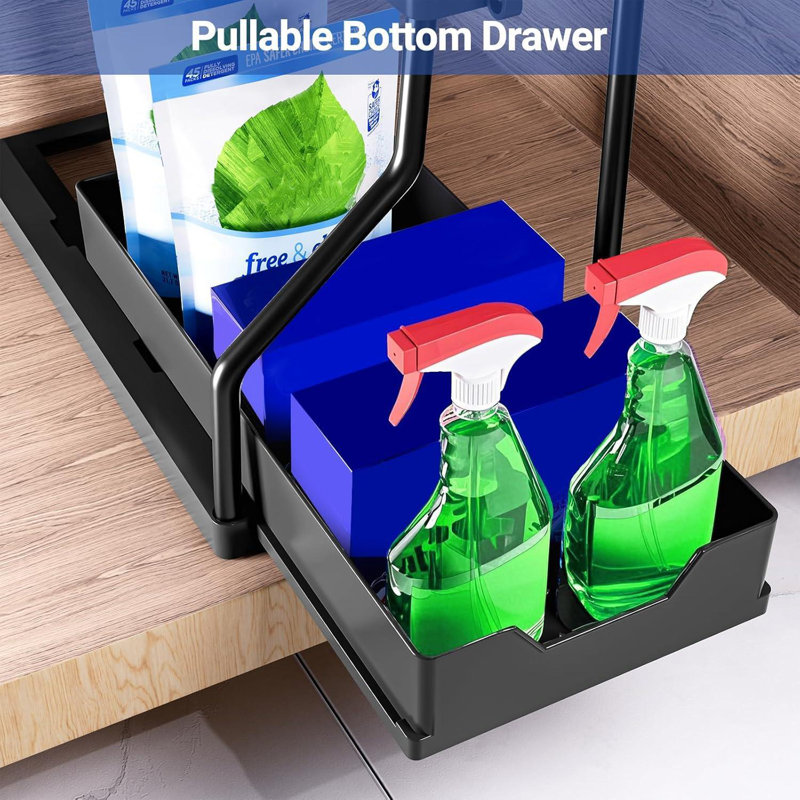 Stainless Steel Under Sink Organiser, Black