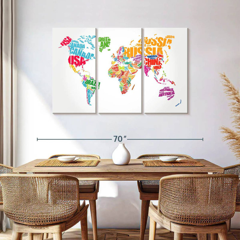 Aliaz Countries World Map, 36" H x 57" W