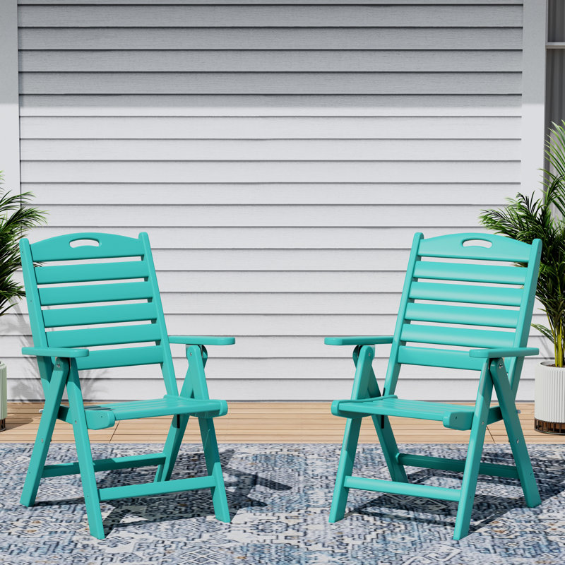 Ensemble de 2 chaises de patio pliantes à dossier haut, Sarcelle