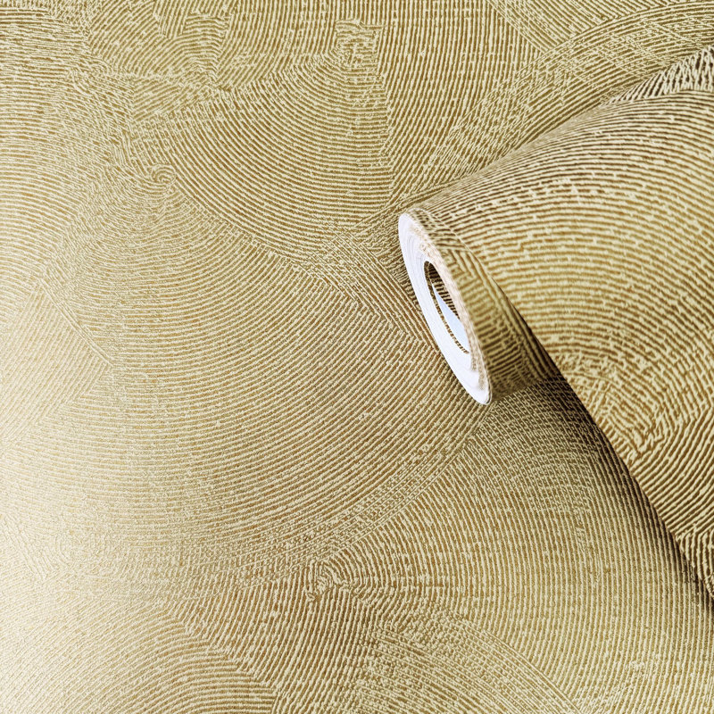 Zen Collection Abtract Non-Woven Metallic Wallpaper Roll, Gold