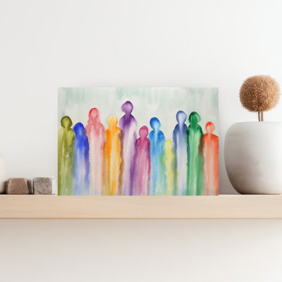 Un groupe ou une famille de personnages abstraits colorés, art mural contemporain