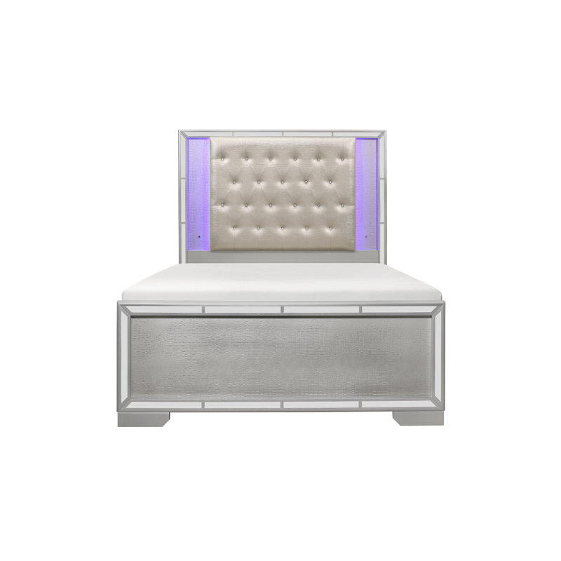 Ensemble de chambre avec très grand lit plateforme 3 pièces Kadijha, Argent