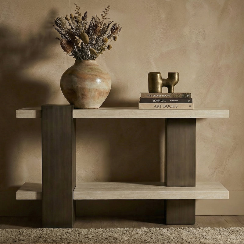 Haven Narrow Console Table, White Oak Wood