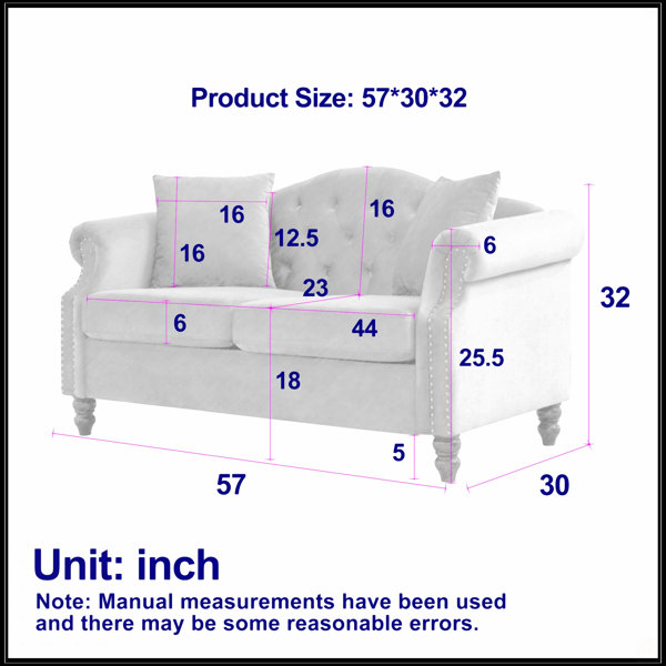Everly Quinn 57" Chesterfield Sofa Velvet For Living Room - Wayfair Canada