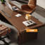 Bureau rectangulaire brun en bois massif avec 3 tiroirs-108207325