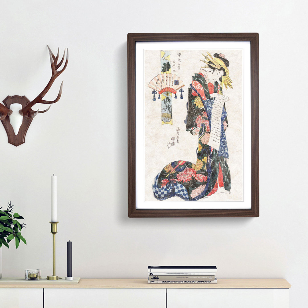 Courtesan Aizome of the Ebiya by Kikukawa Eizan - Picture Frame Painting Print