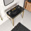 Lavabo de console de salle de bain mural moderne avec pieds de support autoportants et barre à serviettes - Lavabo en céramique facile à nettoyer, 3 trous de robinet pré-percés, robinet non inclus-1312622563-1312622561