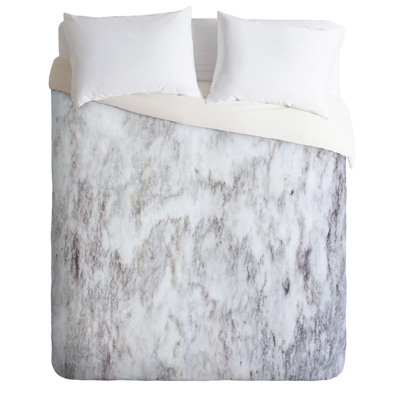 Modern & Contemporary Polyester Marble Duvet Cover, King Duvet Cover + 2 Shams
