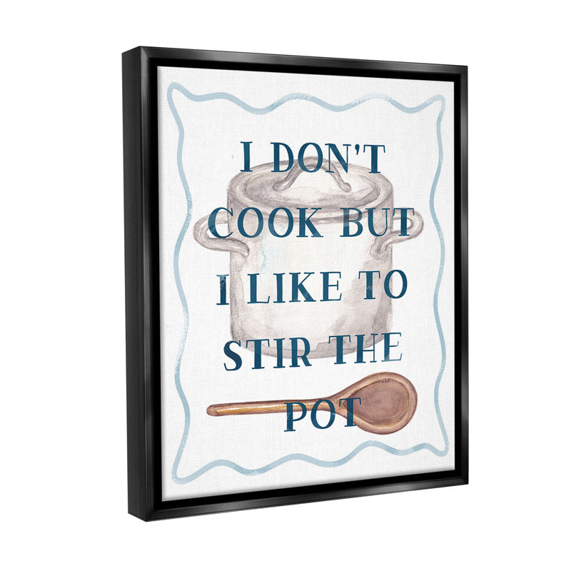 «Funny Stir The Pot» par Lil 'Rue sur toile, Cadre flottant noir de jais, H 21 po x l 17 po