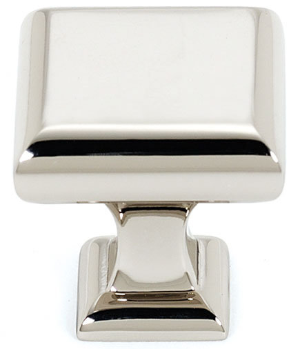 Manhattan Square Knob, Polished Nickel, 1" H x 1" W x 1" D