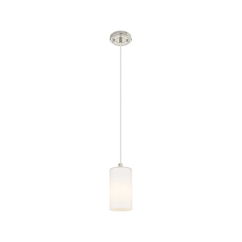 Luminaire suspendu à cordon 1 lumière Crown Point, Nickel poli, H 8,38 po x l 4,5 po x P 4,5 po, Blanc mat