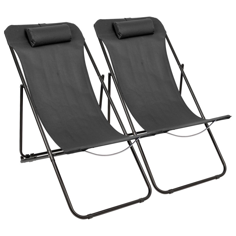 Folding Deck Chair, Black