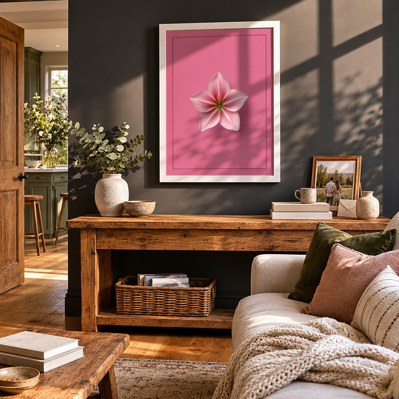 Pink Petals Botanical - Framed Print, A3 - 42.0 x 29.7 cm, White