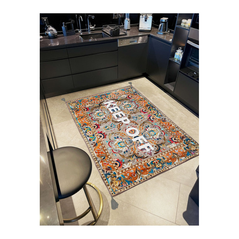 Tapis décoratif texturé à motif floral Keep Off, Tapis de couloir 3 pi 3 po x 6 pi 7 po inclus