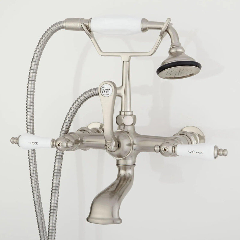 Robinet de téléphone mural avec poignées leviers en porcelaine et raccords muraux de 6 po, Chrome