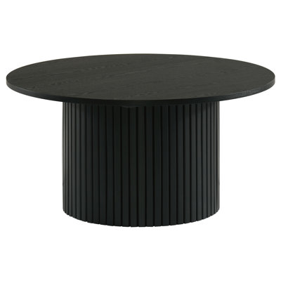 Vladut Round Fluted Occasional Cocktail Coffee Table Black