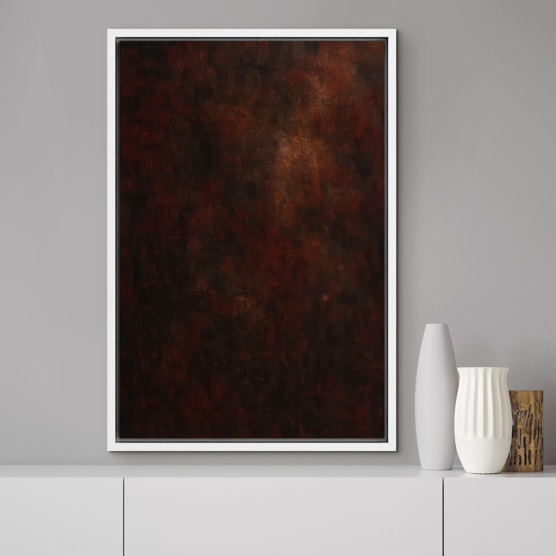 "Deep rustic bourgogne foncé abstrait", reproduction d'art sur toile encadrée, H 36 po x l 24 po x P 1,5 po