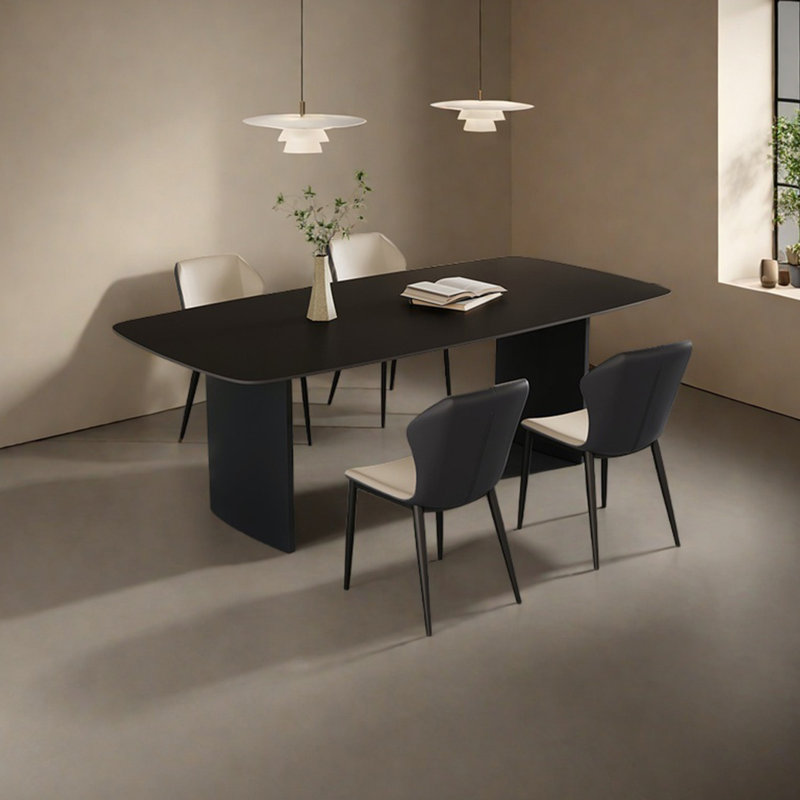 Black Rectangular Dining Table, 29.52"H x 70.86"L x 31.49"W