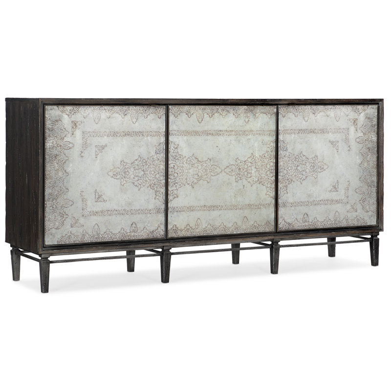 Dark Wood and Glass 74'' Sideboard with Storage
