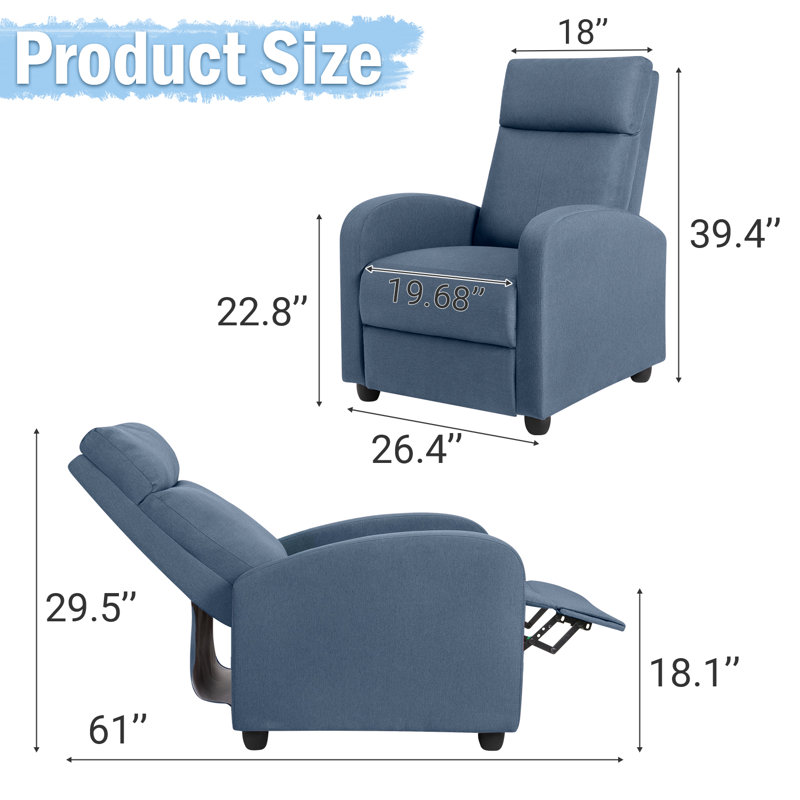 Upholstered Massage Chair, Blue Linen Blend