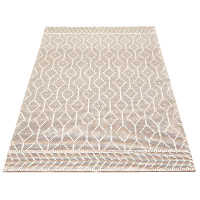 Tapis brun nouvel âge en laine rectangulaire 4 pi 11 po x 8 pi Haileah