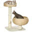 Lit pour chat surélevé de 28 po avec poteau à griffer en sisal pour chatons d'intérieur, arbre à chat moderne avec panier mignon, petit arbre à chat avec jouet amusant