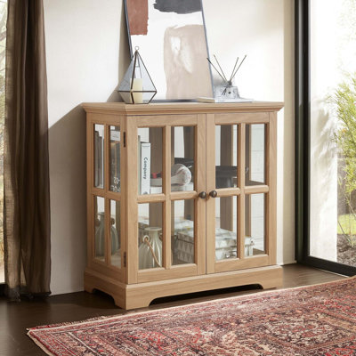 LED Curio Display Cabinet With Adjustable Shelves And Retro Glass Doors by Winston Porter