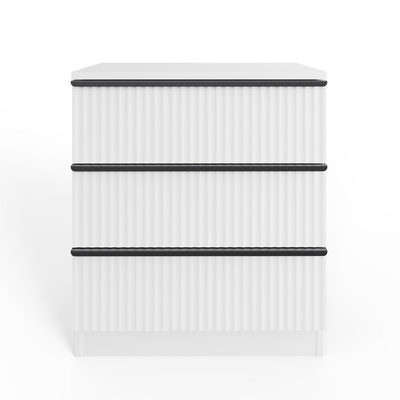 Shanquil 60 W Ripple Ridged 3 Drawer Chest Of Drawers, White